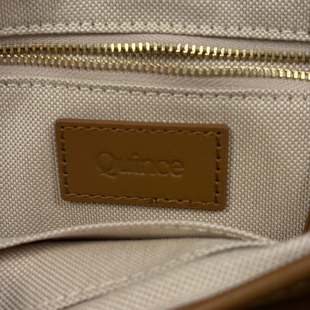 Quince Italian Leather Buckle Detail Shoulder Bag Cognac Brown Minimalist NWT - Picture 7 of 12